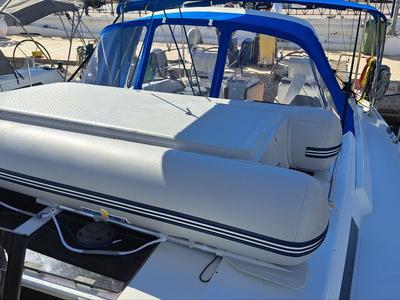Deck of Swell, a Hanse Yachts Hanse 455 sailboat at Lavreotiki Municipal Unit, Greece
