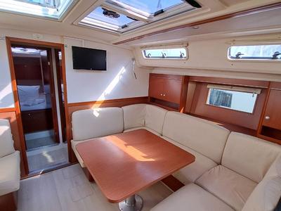 Salon of Swell, a Hanse Yachts Hanse 455 sailboat at Lavreotiki Municipal Unit, Greece