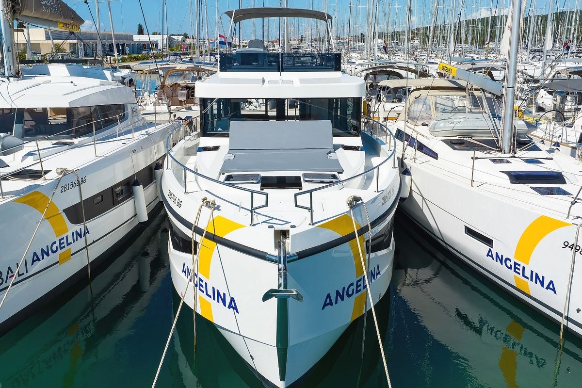 Exterior view of Time Out, a Cobra Yachts Seamaster 45 yacht at Općina Sukošan, Croatia