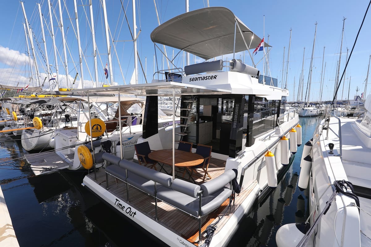 Exterior view of Time Out, a Cobra Yachts Seamaster 45 yacht at Općina Sukošan, Croatia