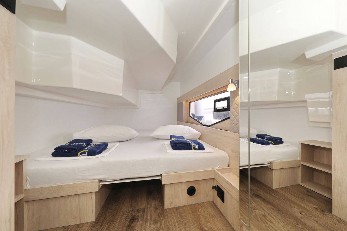 Cabin on Time Out, a Cobra Yachts Seamaster 45 yacht at Općina Sukošan, Croatia