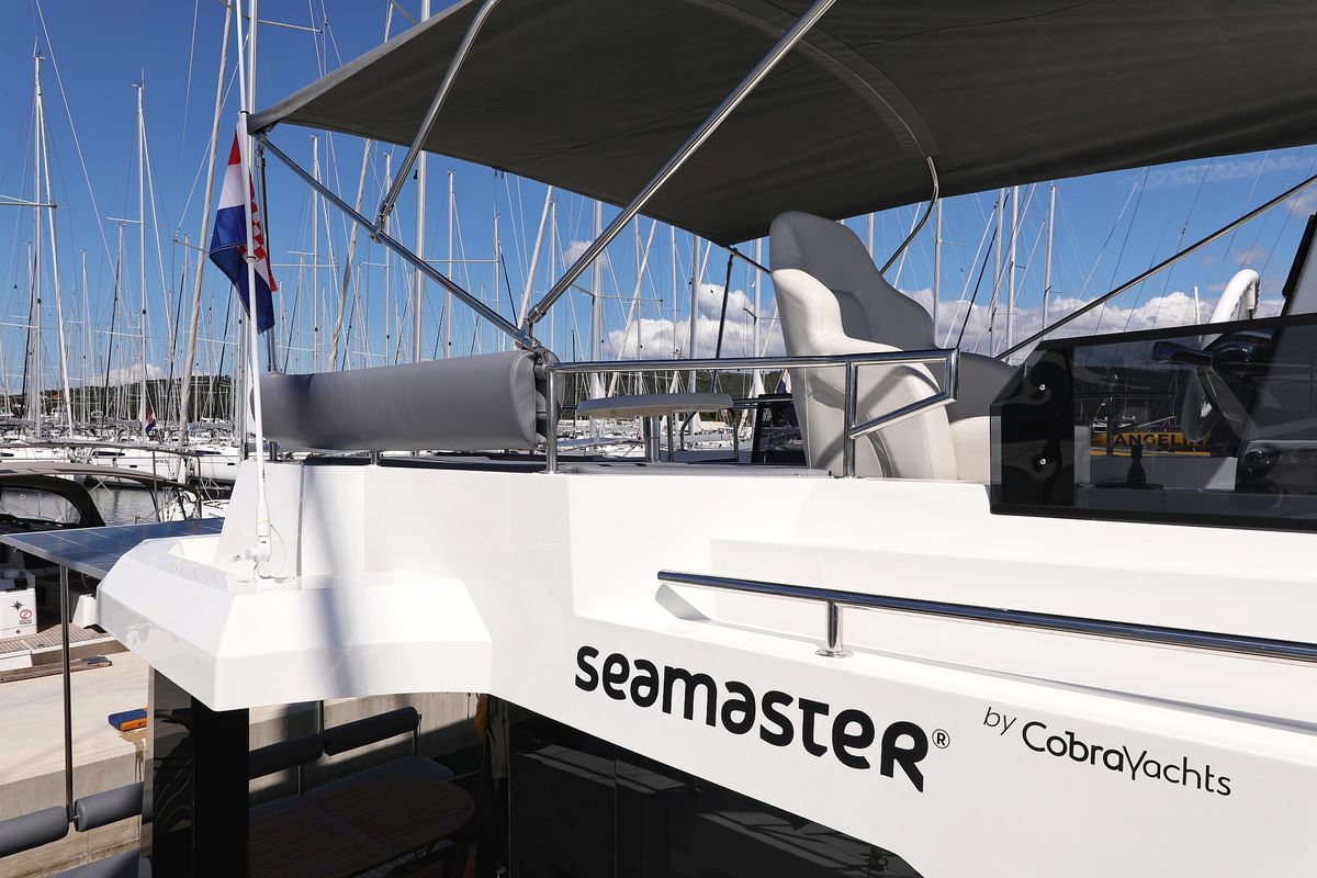 Exterior view of Time Out, a Cobra Yachts Seamaster 45 yacht at Općina Sukošan, Croatia