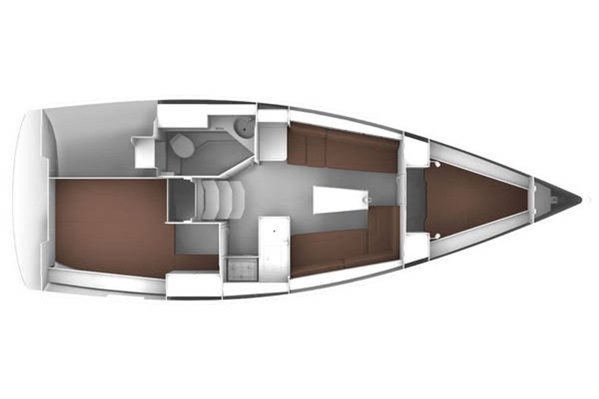 Floor plan of (1682 BG), a Bavaria 33 Cruiser sailboat at Grad Biograd na Moru, Croatia