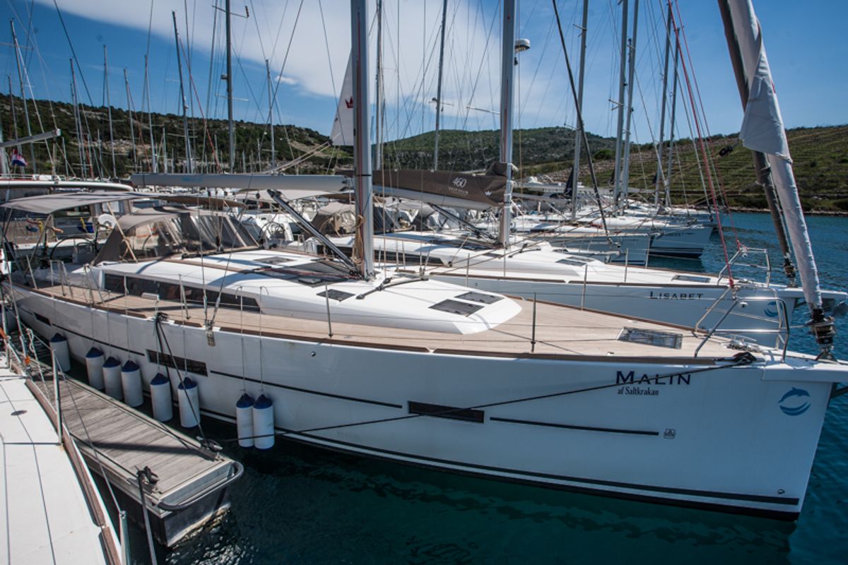 Exterior view of MALIN (owner version, new sails 2024., air condition, generator), a Dufour 460 Grand Large sailboat at Prim…