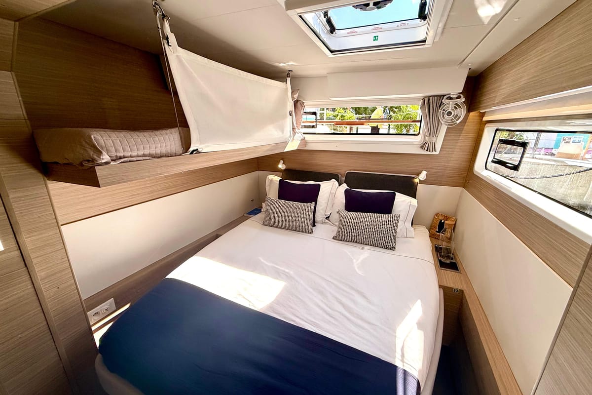 Cabin on Buongiorno Principessa, a Lagoon 43 catamaran at Salerno, Italy