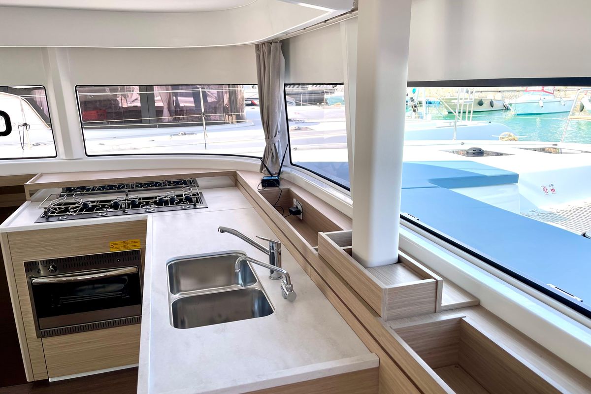 Galley of Buongiorno Principessa, a Lagoon 43 catamaran at Salerno, Italy