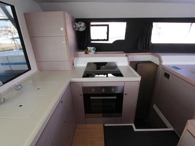 Galley of Lublu, a Dufour Catamaran 48 catamaran at Olbia, Italy