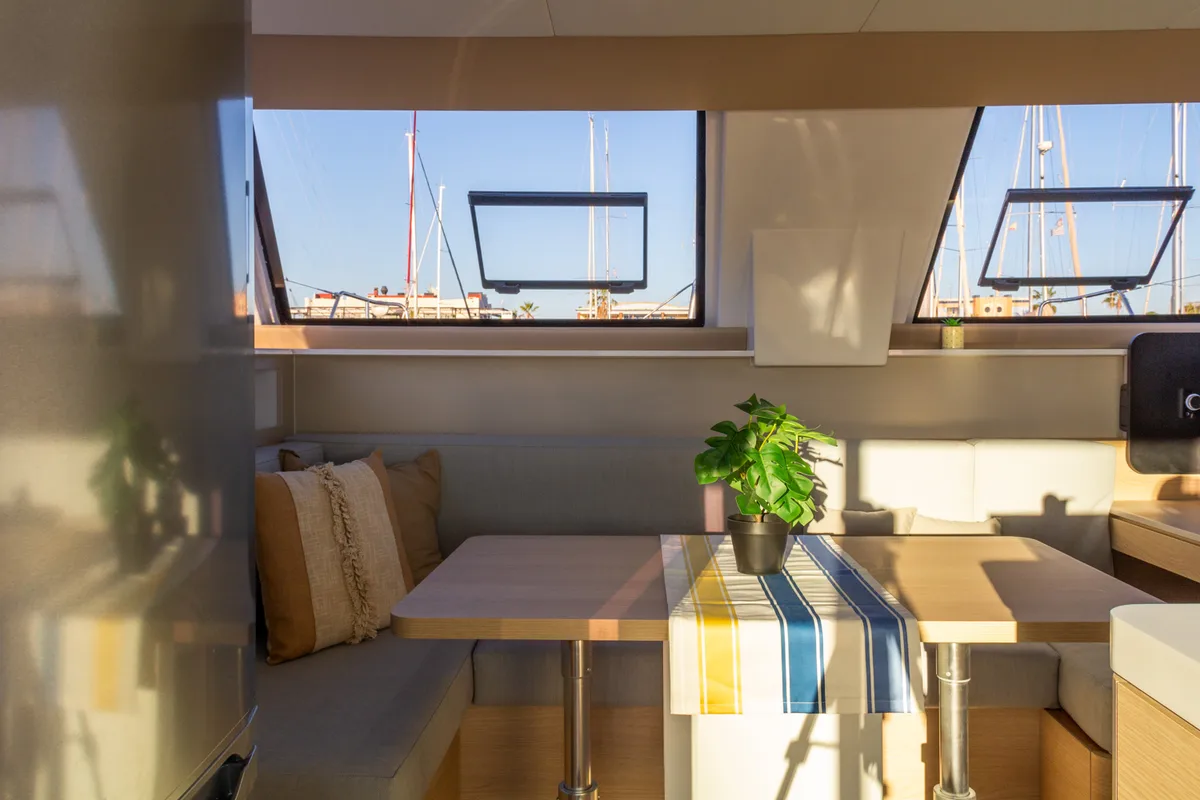 Salon of Flor de Ibiza, a Aventura Catamarans Aventura 37 catamaran at Dénia, Spain