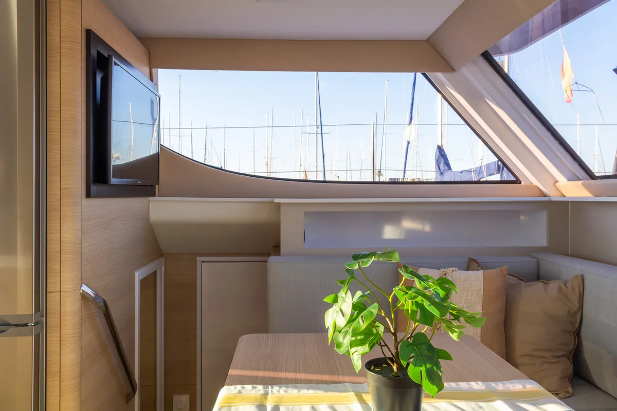 Salon of Flor de Ibiza, a Aventura Catamarans Aventura 37 catamaran at Dénia, Spain