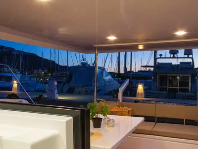 Salon of Flor de Ibiza, a Aventura Catamarans Aventura 37 catamaran at Dénia, Spain