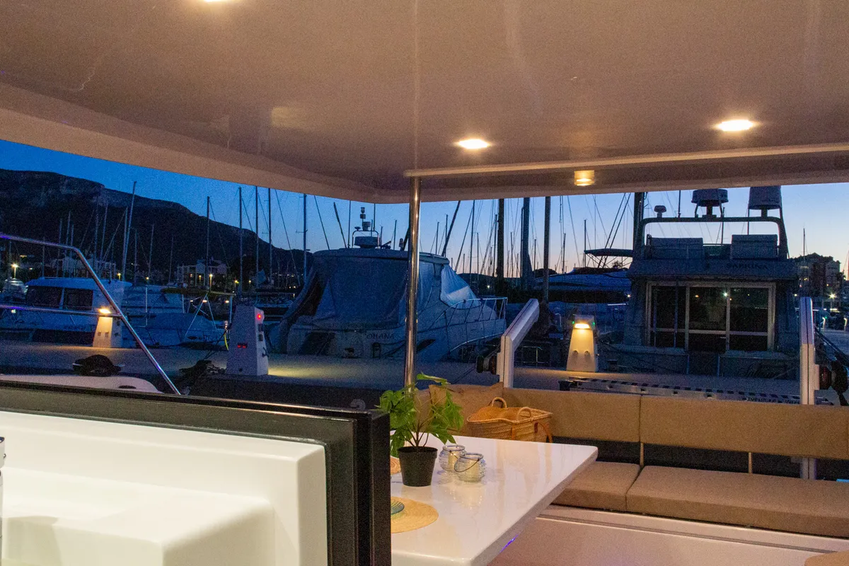 Salon of Flor de Ibiza, a Aventura Catamarans Aventura 37 catamaran at Dénia, Spain