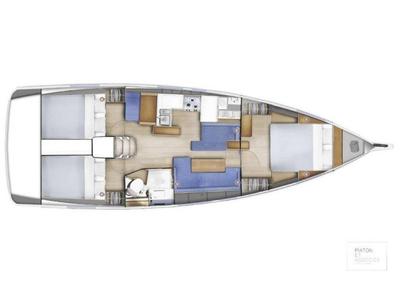 Floor plan of Alboran Albariño (Las Galletas), a Jeanneau Sun Odyssey 410 sailboat at Elephant Butte Estates, United States