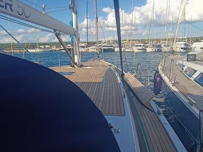 Deck of Dona, a D&D Kufner 50 sailboat at Punat, Croatia