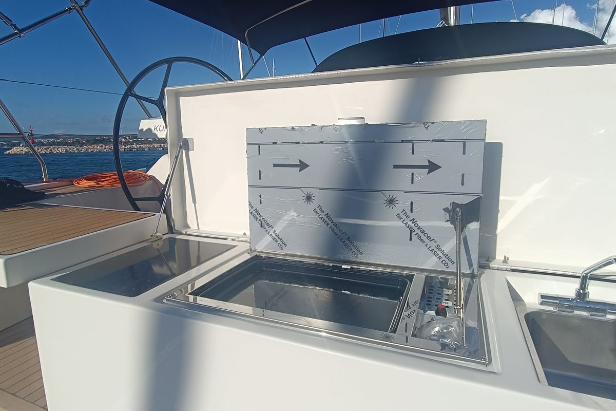 Deck of Dona, a D&D Kufner 50 sailboat at Punat, Croatia