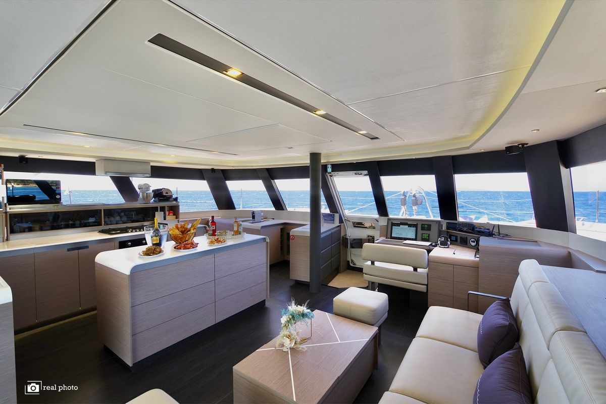 Salon of Maurice - Luxury Catamaran, A/C, Generator, Water maker, a Fountaine Pajot Samana 59 catamaran at Cannigione, Italy