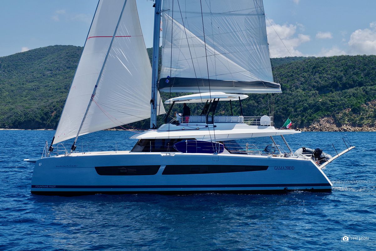 Exterior view of Maurice - Luxury Catamaran, A/C, Generator, Water maker, a Fountaine Pajot Samana 59 catamaran at Cannigion…