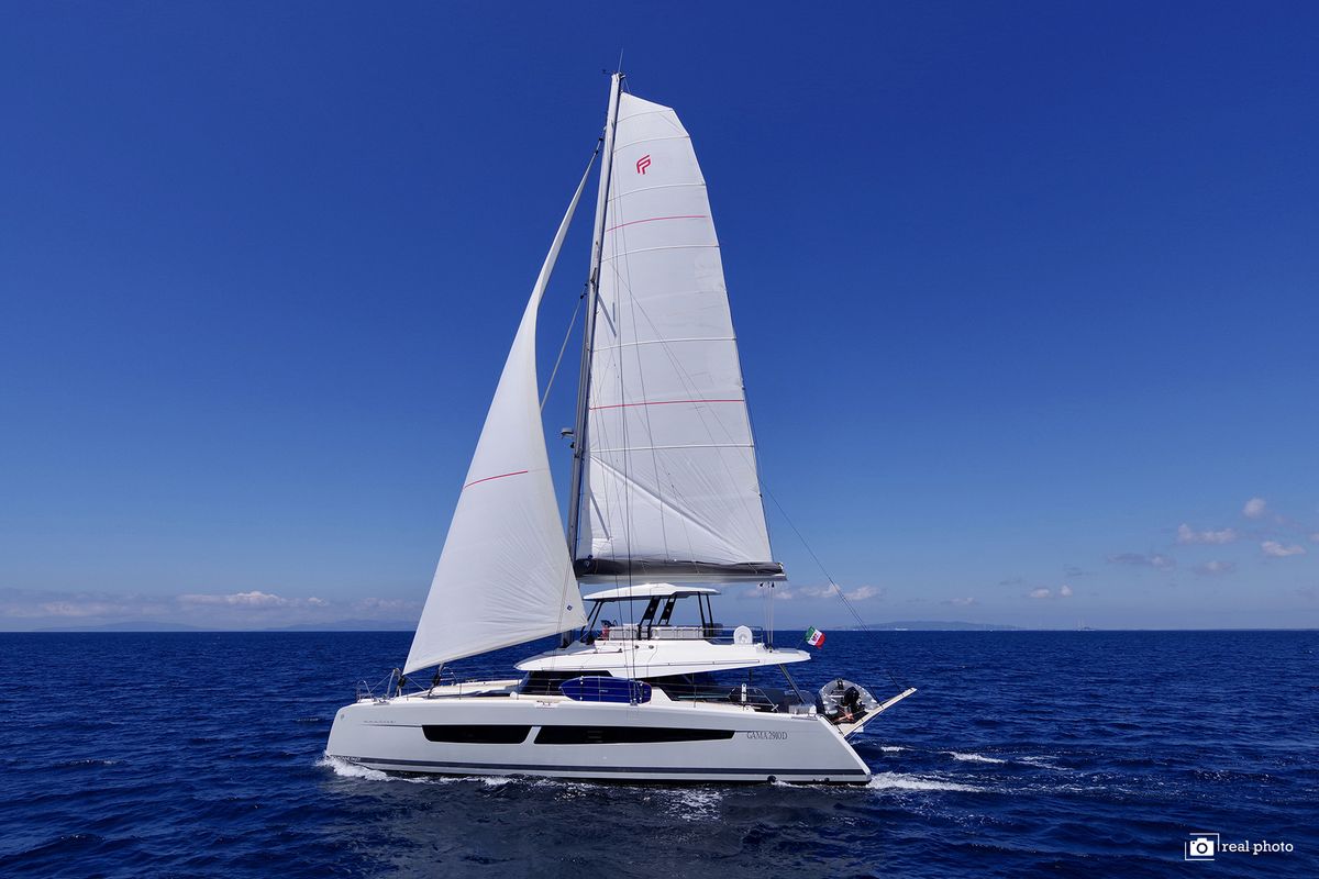 Exterior view of Maurice - Luxury Catamaran, A/C, Generator, Water maker, a Fountaine Pajot Samana 59 catamaran at Cannigion…