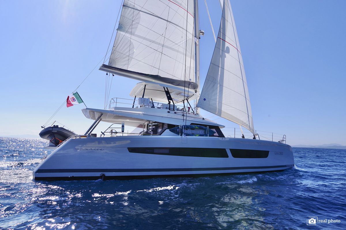 Exterior view of Maurice - Luxury Catamaran, A/C, Generator, Water maker, a Fountaine Pajot Samana 59 catamaran at Cannigion…