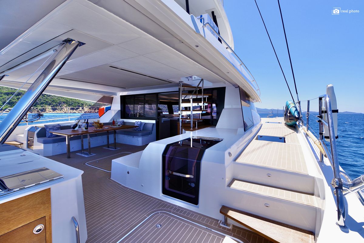 Deck of Maurice - Luxury Catamaran, A/C, Generator, Water maker, a Fountaine Pajot Samana 59 catamaran at Cannigione, Italy