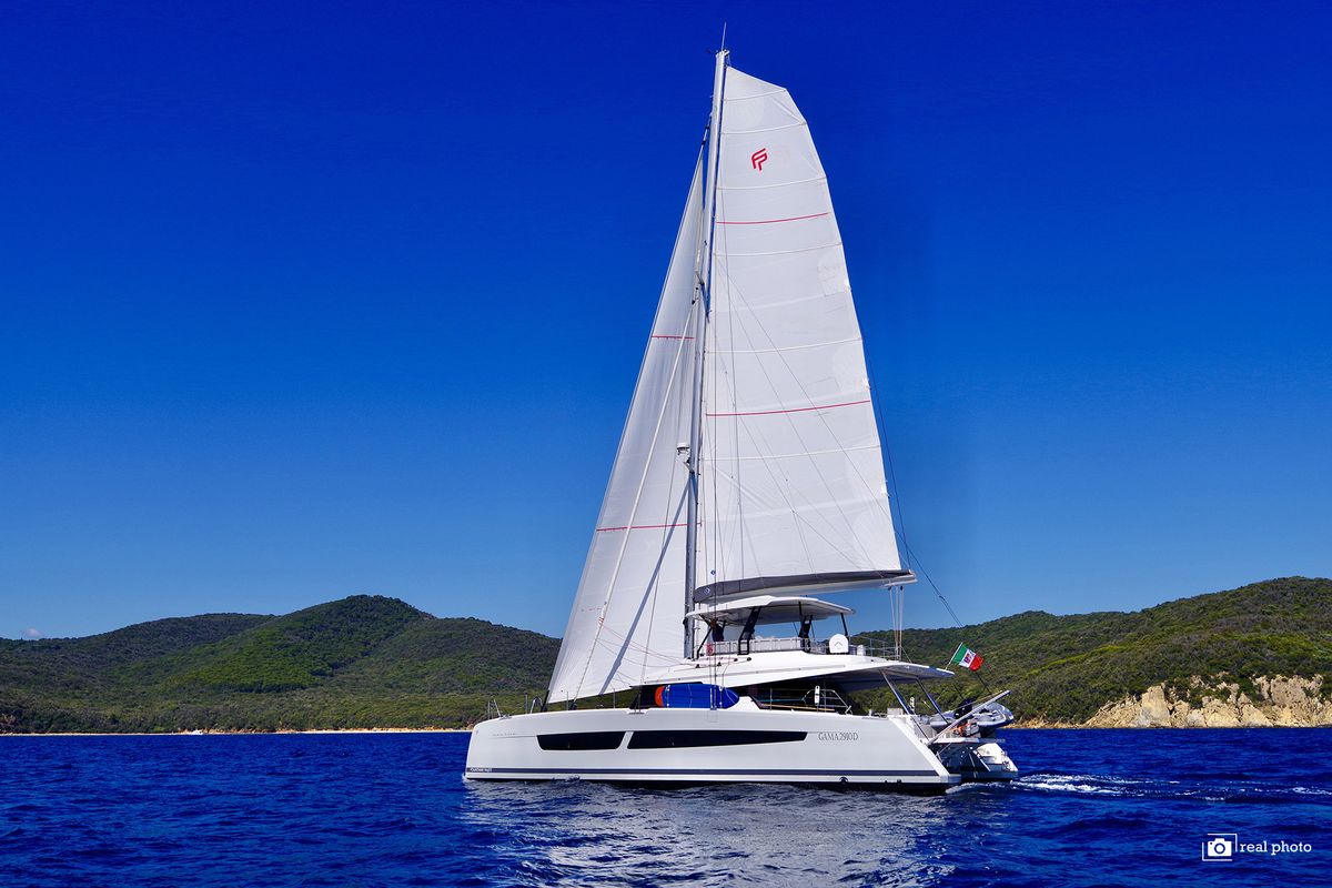 Exterior view of Maurice - Luxury Catamaran, A/C, Generator, Water maker, a Fountaine Pajot Samana 59 catamaran at Cannigion…