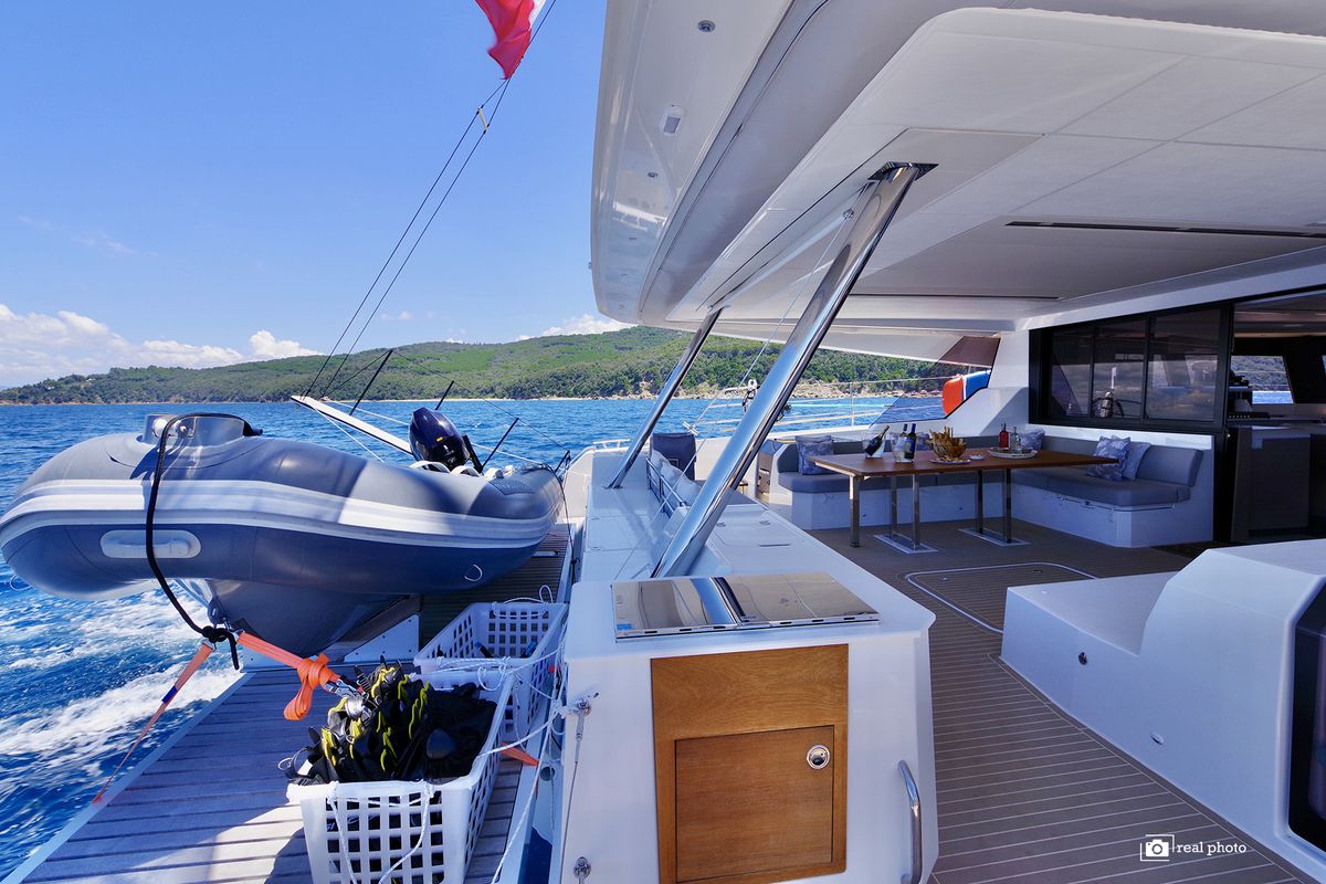 Deck of Maurice - Luxury Catamaran, A/C, Generator, Water maker, a Fountaine Pajot Samana 59 catamaran at Cannigione, Italy