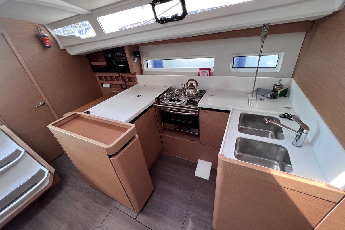 Galley of Elisabeth II, a Jeanneau Sun Odyssey 440 sailboat at Volos Municipality, Greece
