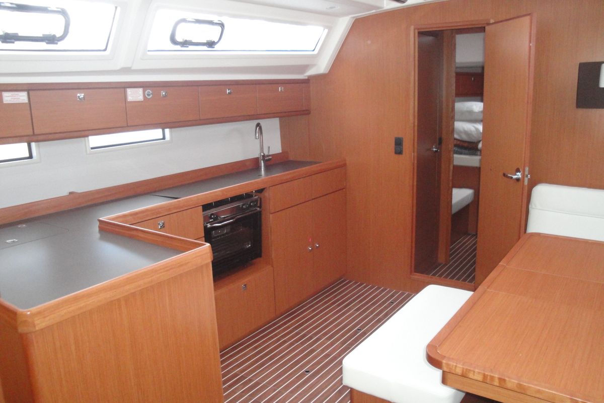 Galley of Giulia, a Bavaria 46 Cruiser sailboat at Milazzo, Italy