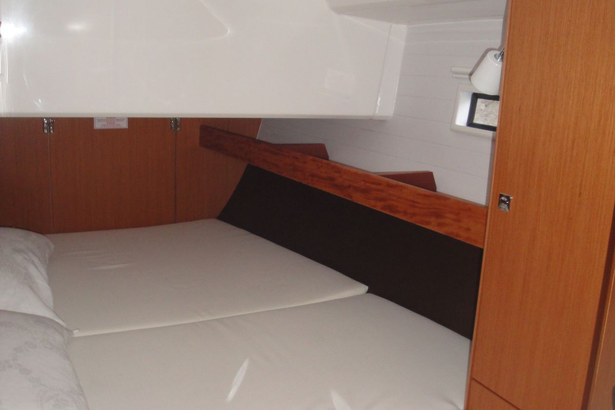Cabin on Giulia, a Bavaria 46 Cruiser sailboat at Milazzo, Italy