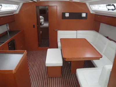 Salon of Giulia, a Bavaria 46 Cruiser sailboat at Milazzo, Italy
