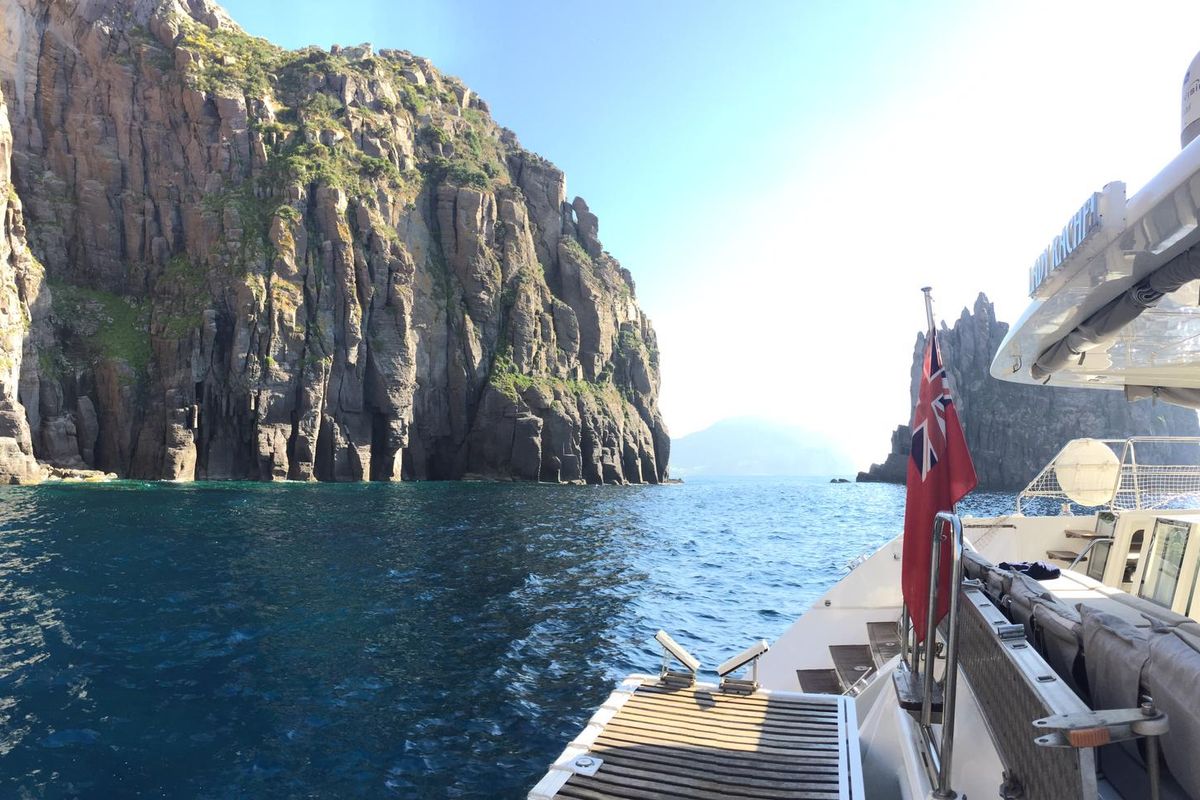 Deck of Lady Rachel, a Lagoon 620 catamaran at Capo d'Orlando, Italy