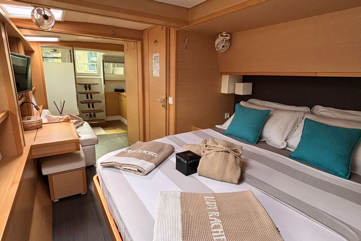 Cabin on Lady Rachel, a Lagoon 620 catamaran at Capo d'Orlando, Italy