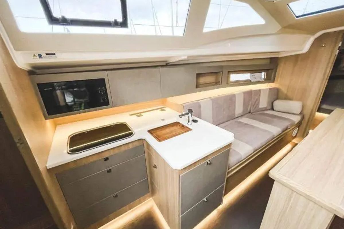 Galley of Wyspa Heleny, a Northman Maxus 34 sailboat at Sztynort, Poland