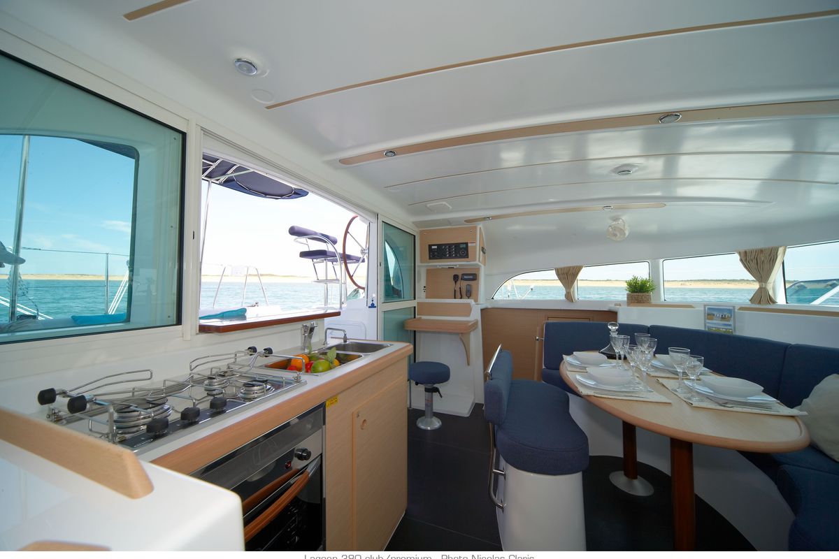 Galley of Naos, a Lagoon 380 catamaran at Olbia, Italy
