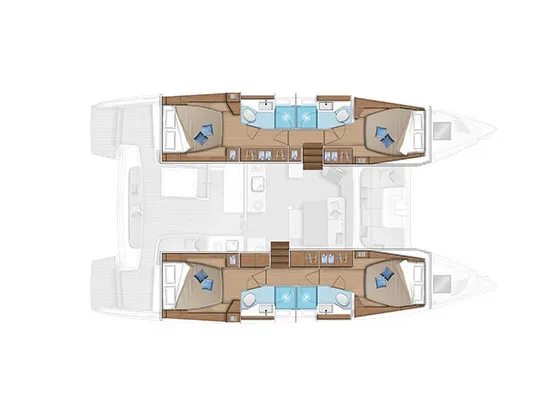Floor plan of Vuk, a Lagoon 46 catamaran at Seget Donji, Croatia