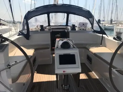 Cockpit of My Way One, a Bavaria Cruiser 51 sailboat at Općina Sukošan, Croatia
