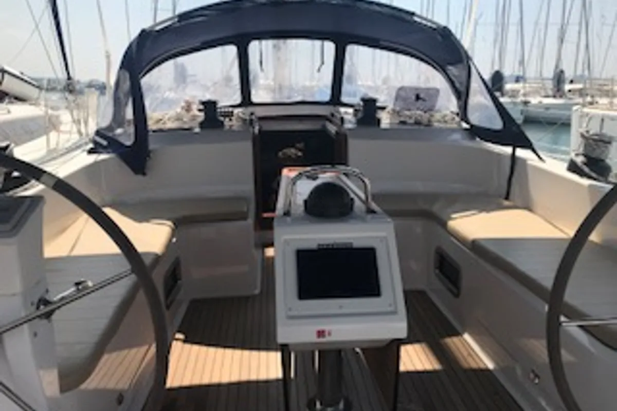 Cockpit of My Way One, a Bavaria Cruiser 51 sailboat at Općina Sukošan, Croatia