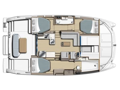 Floor plan of Moorings 403 PC Exclusive, a Leopard 40 PC catamaran at La Paz, Mexico