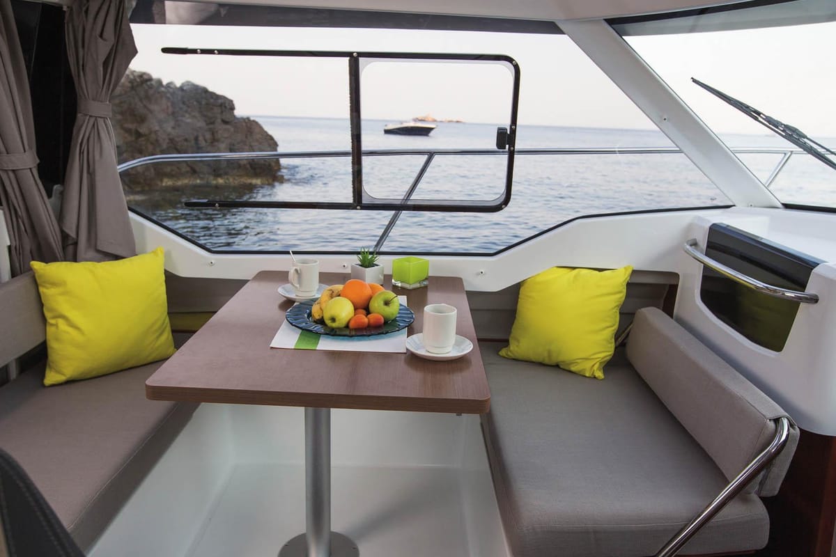 Salon of Merry Fisher 795, a Jeanneau Merry Fisher 795 motorboat at Grad Trogir, Croatia