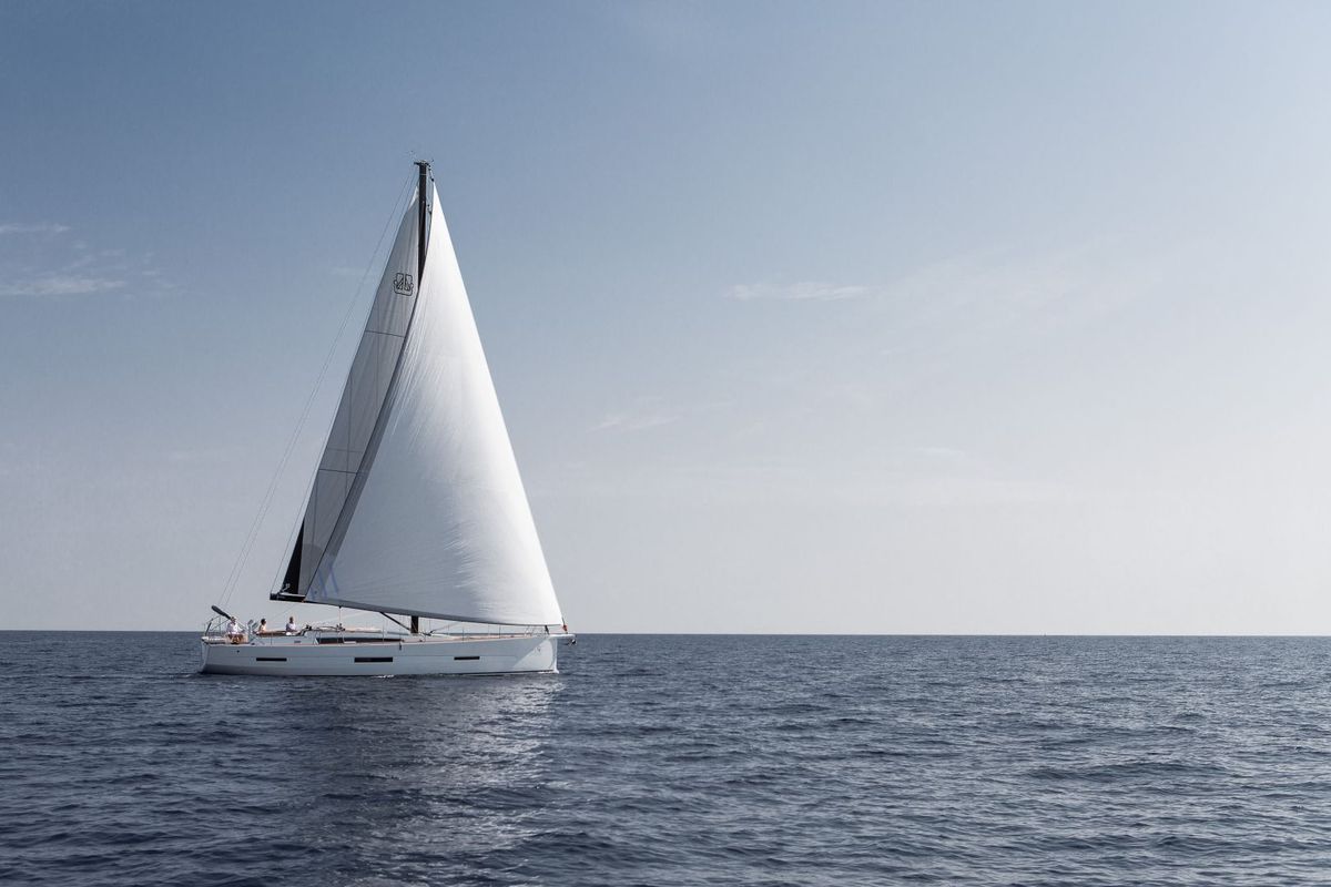 Exterior view of INVICTUS, a Dufour 56 Exclusive sailboat at Capo d'Orlando, Italy