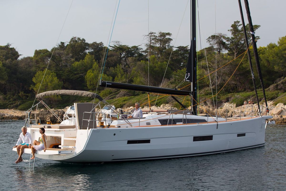 Head on INVICTUS, a Dufour 56 Exclusive sailboat at Capo d'Orlando, Italy