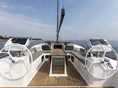 Galley of INVICTUS, a Dufour 56 Exclusive sailboat at Capo d'Orlando, Italy