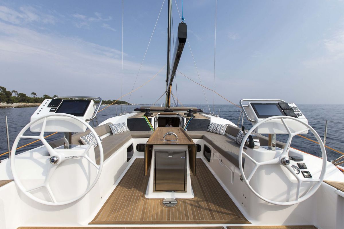 Galley of INVICTUS, a Dufour 56 Exclusive sailboat at Capo d'Orlando, Italy