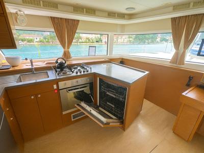 Galley of Orion Star, a Lagoon 52 catamaran at Volos Municipality, Greece