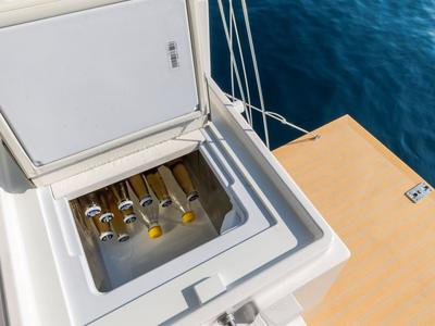 Deck of Amaretto, a Elan Impression 45 sailboat at Zadar, Croatia