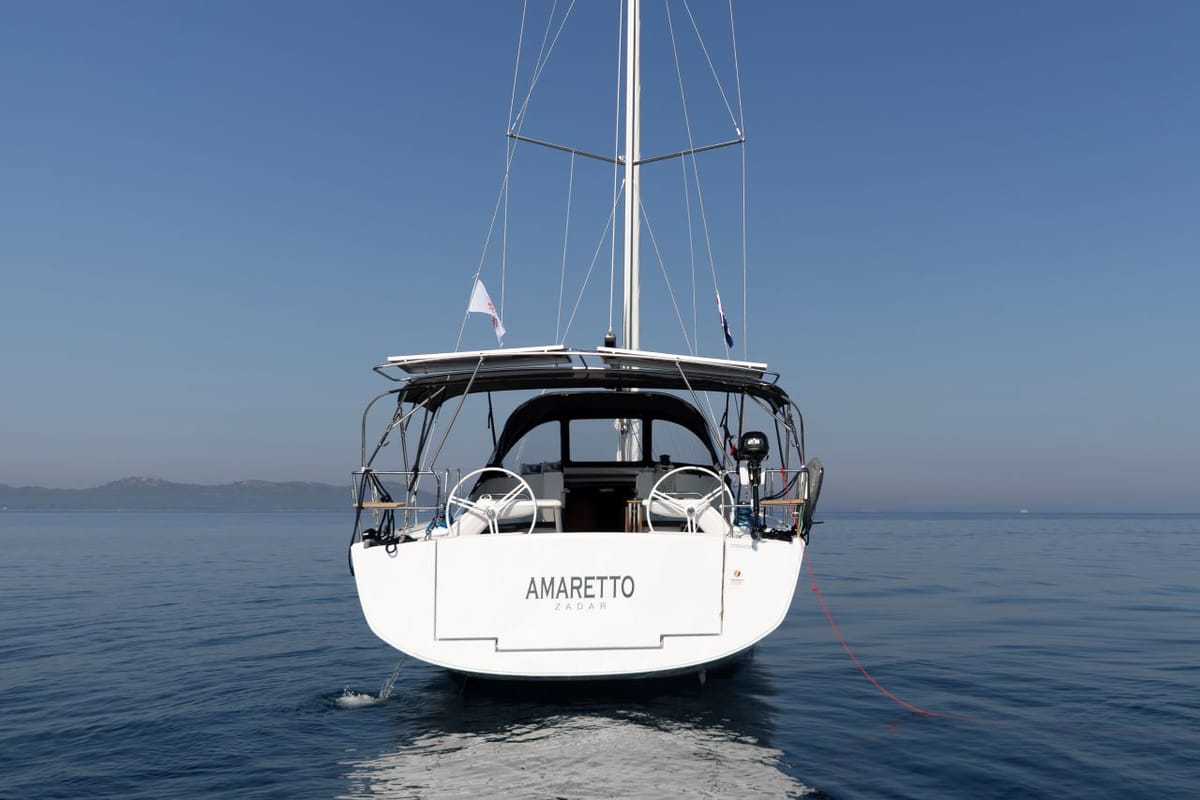 Exterior view of Amaretto, a Elan Impression 45 sailboat at Zadar, Croatia