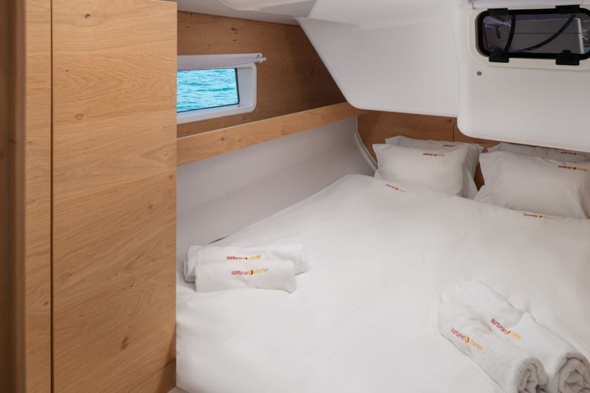 Cabin on Amaretto, a Elan Impression 45 sailboat at Zadar, Croatia