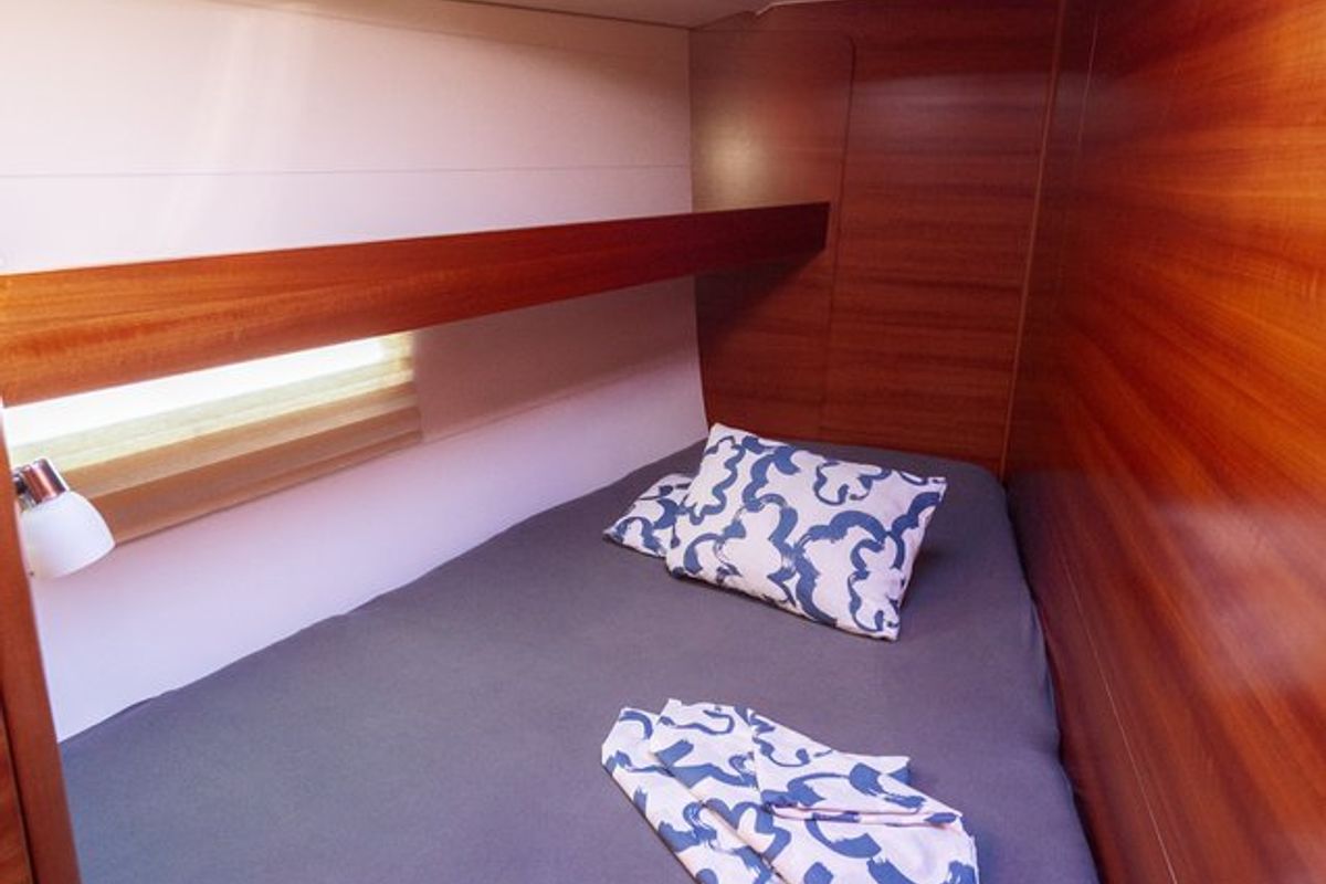 Cabin on Cygnus, a Dufour 460 GL sailboat at Grad Pula, Croatia