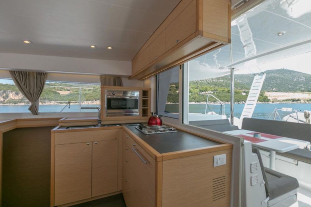 Galley of Armonia, a Lagoon 400 S2 catamaran at Municipal Unit of Palairos, Greece