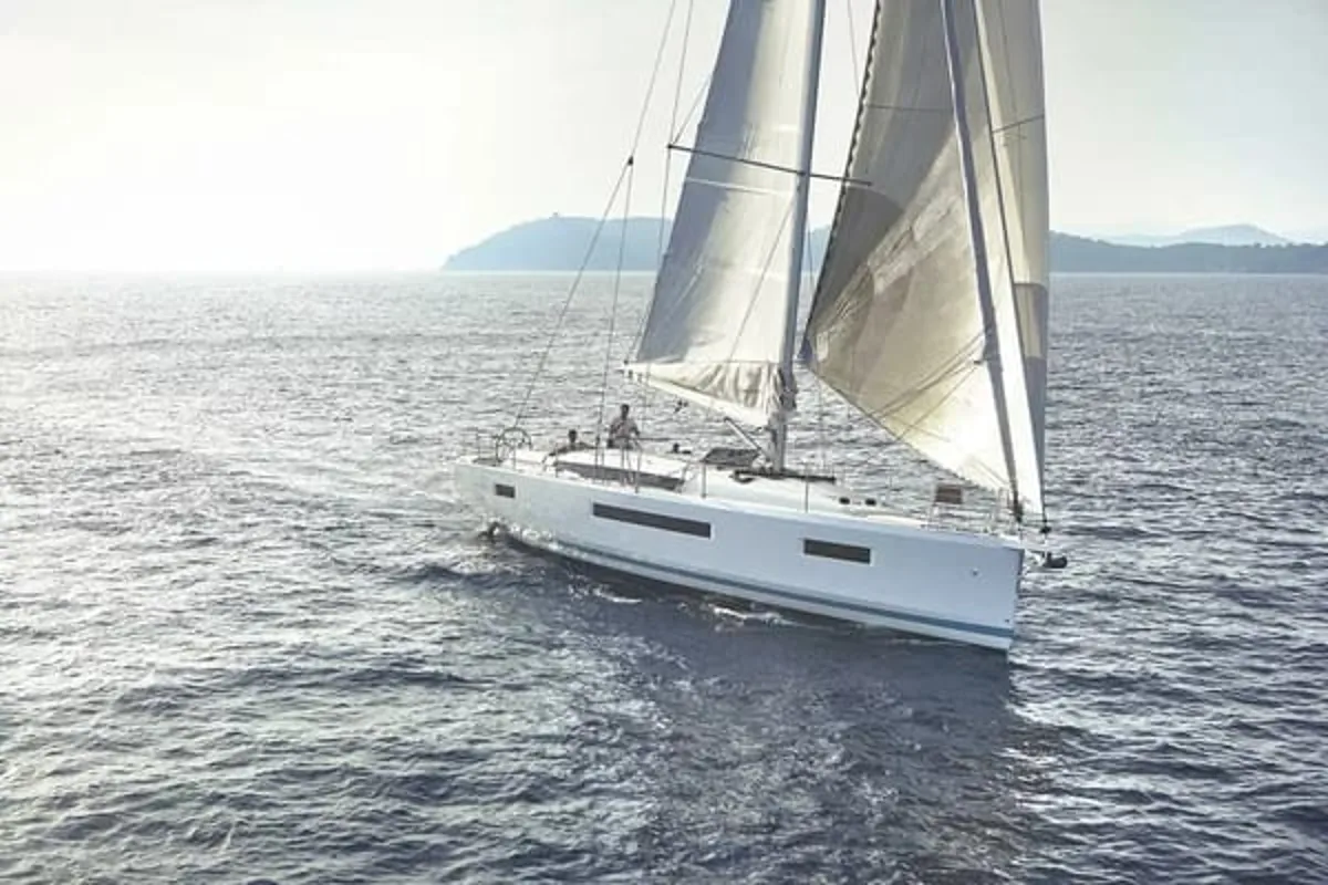 Exterior view of Premium, a Jeanneau Sun Odyssey 440 sailboat at Bodrum, Turkey