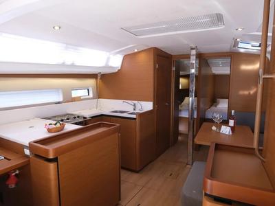 Galley of Premium, a Jeanneau Sun Odyssey 440 sailboat at Bodrum, Turkey